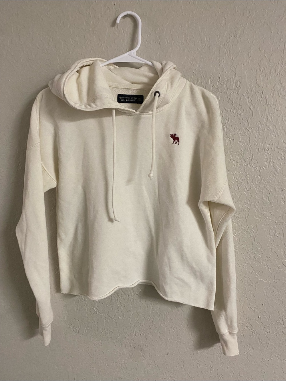 Abercrombie & Fitch Cream Cropped Logo Hoodie